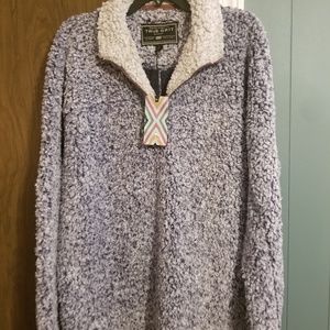 Blue Frosty Tip True Grit V Neck Sweater